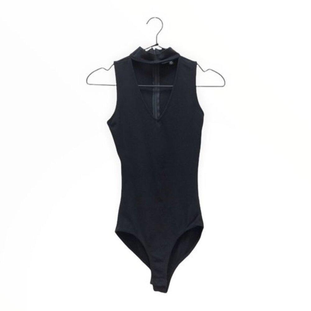 Lulus Powerhouse Sleeveless Bodysuit w/ Mock Neck Plunge V-neck - Black | XS - Picture 4 of 10